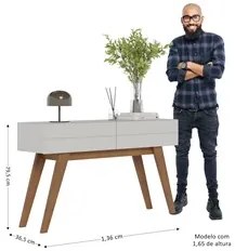 Aparador Para Sala Rebeca Com Espelho Adnet 67cm C05 White/Freijó - Mp