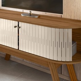 Rack TV 55 Pol 136cm Bancada para Sala Rylan M20 - D'Rossi - Naturale e Off White