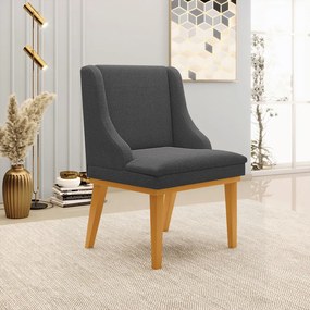 Cadeira Sala de Jantar Base Madeira Castanho kit 2 Liz Bouclê D03 - D'Rossi - Grafite