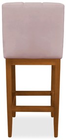 Banqueta Alta Sueli Base Madeira Maciça Estofada Suede Crepe
