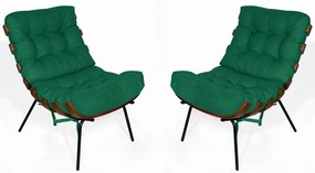 Kit 2 Poltrona Decorativa Costela Suede Verde Bandeira
