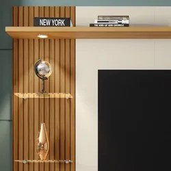 Painel Bancada Suspensa Para TV Até 60 Polegadas Trend Off White/Cinam