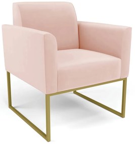 Poltrona Sala Decorativa Marisa Industrial Dourado Veludo D03 - D'Rossi - Rose