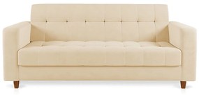Sofá 03 Lugares Arezzo Suede Bege Pés Chanfrado Castanho - D'Rossi