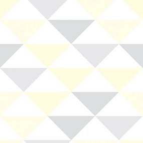 Papel de parede adesivo triângulo amarelo cinza e branco