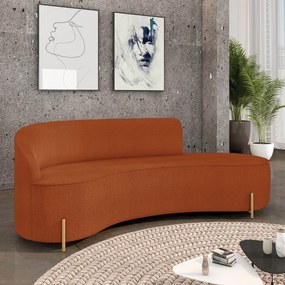 Sofá 4 Lugares Orgânico 220cm Pé Dourado Morgan Bouclê - Verde - Terra