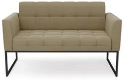 Sofá Namoradeira e 2 Poltronas Base Industrial Preto Ana Suede Marrom