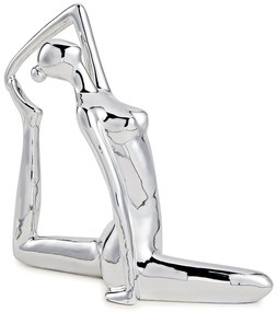 Escultura Decorativa de Yoga em Porcelana 18,5x19,5x6,5 Prata G39 - Gran Belo