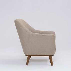 Poltrona Decorativa Pauline D07 Base Madeira Linho Mescla Bege - D'Rossi