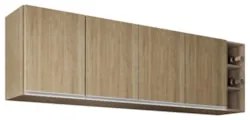 Armário de Cozinha Aéreo 180cm Nevada Com Nicho Castanho    - Lumil