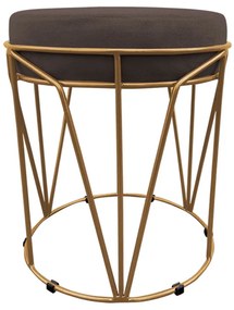 Puff Multiuso com Mesa Babu 2 em 1 Suede Marrom Base Dourado - D'Rossi