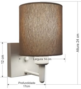 Arandela Quadrada Md-2033 Branco Cúpula em Tecido Cilíndrica Caqui - Bivolt