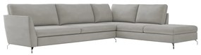 Sofá de Canto Chaise Direito 307 cm Olívia Suede Cinza G52 - Gran Belo