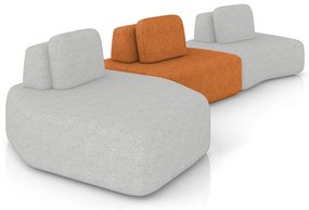 Sofá 3 Lugares Orgânico com Chaise e 2 Módulos Berlim Bouclê Cinza Claro/Caramelo K01 - D'Rossi