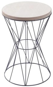 Mesa de Apoio Plume Estrutura Metalica cor Preta Tampo de Madeira - 53475 Sun House