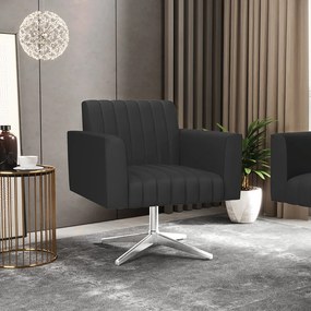 Poltrona Giratória Viena Gomada Corino Base Cromada D03 - D'Rossi - Preto