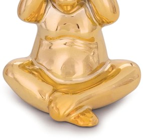 Enfeite Decorativo Macaco Não Ouço Cerâmica Dourado 12,5 Cm - D'Rossi