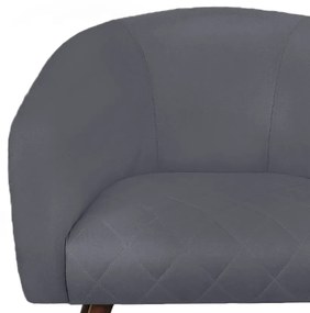 Poltrona Bianca com Tressê Suede Cinza Pés Palito Castanho - D'Rossi