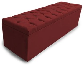 Calçadeira Baú Solteiro 100cm Nicole Capitonê Suede Bordô - Sheep Estofados - Vermelho escuro