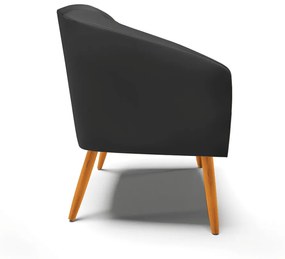 Poltrona Decorativa Pé Palito Castanho Stella Sintético D03 - D'Rossi - Preto