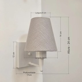 Arandela Quadrada Md-2034 Branco Cúpula em Tecido Cone Rustico Cinza - Bivolt