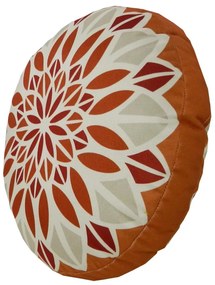 Almofada Redonda Ravi Cheia em Tons Terracora e Cru 40x40cm - ARI-0332