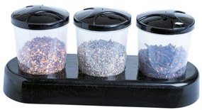 Kit Potes Condimentos com Suporte 3 Peças