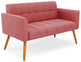 Sofá Namoradeira Elisa Suede Pés Palito Castanho - D'Rossi - Rose