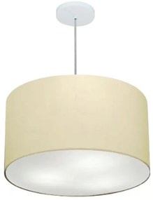 Lustre Pendente Cilíndrico Md-4257 Cúpula em Tecido 45x30cm Algodão Crú - Bivolt
