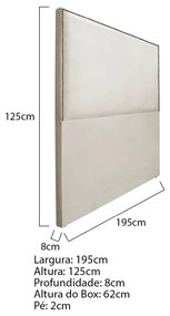 Cabeceira King Bali P02 195 cm para cama Box Suede - ADJ Decor