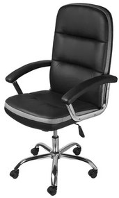 Cadeira Office London Alta Assento Courino Preto com Base Cromada - 61948 Sun House