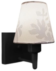 Arandela Quadrada Md-2034 Preto Cúpula em Tecido Cone Renda Branco - Bivolt