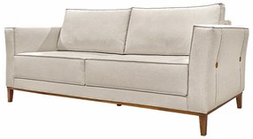 Sofá Decorativo 2 Lugares 190cm Pés em Madeira Tarantino Linho Pérola G63 - Gran Belo