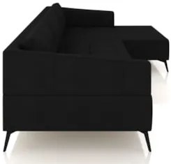 Sofá 5 Lugares 326cm Com Chaise Direito Eko Couro Preto Z55 - Mpozenat