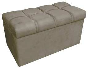 Calçadeira Botonê com Baú 90 cm Suede Marrom Rato - D'Rossi