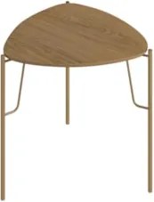 Mesa Lateral Baixa Para Sala Pés Metálicos Blen Louro/Dourado I06 - Mp