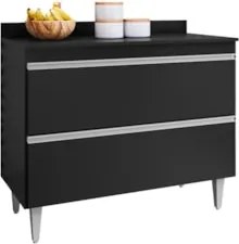 Balcão de Cozinha Com Tampo 100cm 2 Portas Julia Z34 Preto - Mpozenat