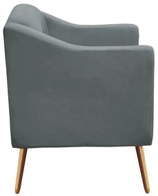 Kit Sofá Namoradeira + Poltrona Bruna Suede Cinza Grafite Pé Palito