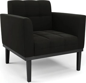 Poltrona Decorativa Karen Pés Fixo em Madeira Preto Suede Preto G19 - Gran Belo