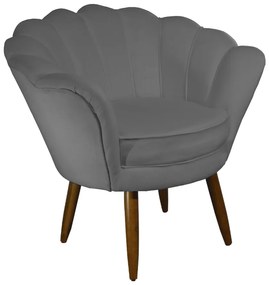 Poltrona Decorativa Pétala Pés Palito Suede Cinza - Sheep Estofados