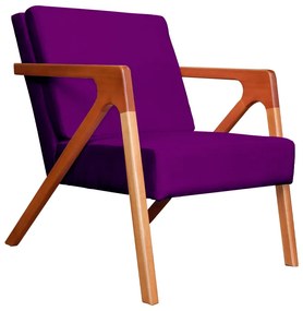 Poltrona Decorativa Monalisa Pés Madeira Veludo Roxo - Sheep Estofados