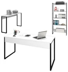 Conjunto Escritório Mesa 150 Aparador e Estante Studio Industrial Z28