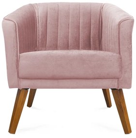 Kit 2 Poltronas Decorativas Dalia Pés de Madeira Veludo Rosa - Sheep Estofados - Rosa