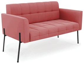 Sofá Namoradeira 2 Lugares Pé de Ferro Preto Elisa Suede D03 - D'Rossi - Rose