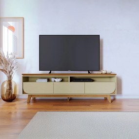 Rack TV 75 Pol 200cm Bancada para Sala Elarin Cumaru/Opala M20 - D'Rossi