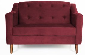 Namoradeira Bruna 1,20 m 2 Lugares Pés Palito Suede Bordô