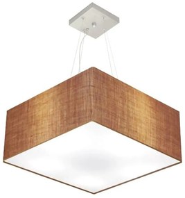 Lustre Pendente Quadrado Md-4065 Cúpula em Tecido 30/70x70cm Palha - Bivolt
