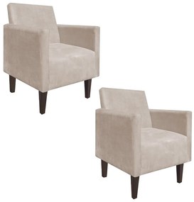 KIT 02 POLTRONAS JADE SUEDE BEGE PES CHA