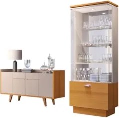 Buffet Aparador Sinfonia e Cristaleira Aruan H01 Off/Cinamomo - Mpozen