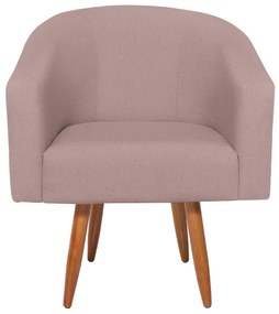 Poltrona Luiza Pés Palito Mel Linho Rosê - ADJ Decor